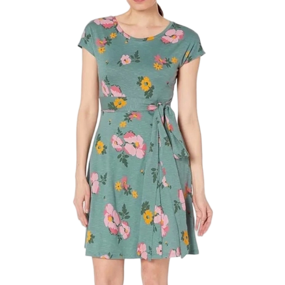 Toad and Co Floral Green Faux Wrap with Tie Waist Dress Size XS